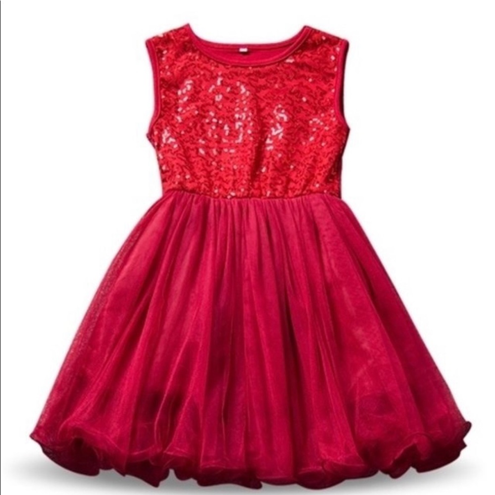 Fancy red‎ sequin and tulle toddler dress